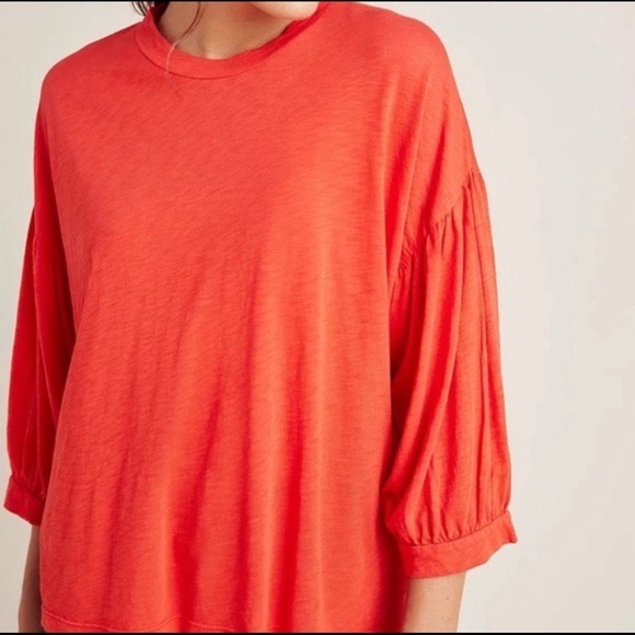 Anthropologie Sundry Sienna Red Orange Balloon 3/4 Sleeve Size 4 XL US 14 EUC - Picture 2 of 7